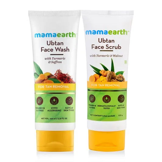 Mamaearth Ubtan face Wash (100ml) & Ubtan Face Scrub (100ml) | Tan Removal Combo